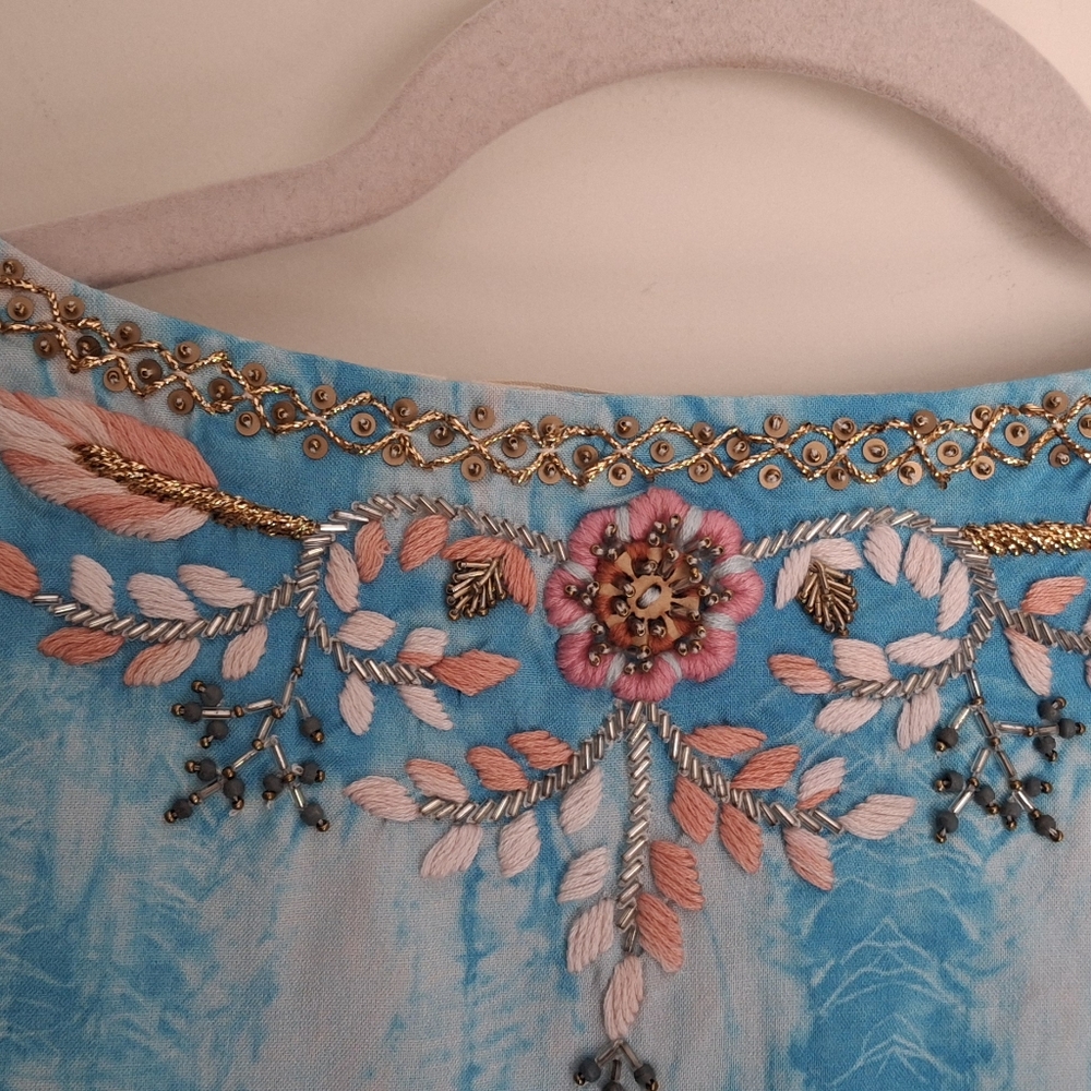 Soft surroundings icon beverly womens tunic blouse medium sky blue tye die new - Picture 12 of 12